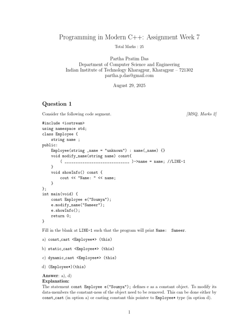 C++ Programming Assignment Week 7 | PDF | Pointer (Computer Programming ...