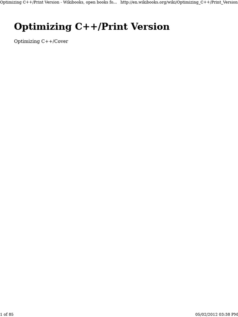 C++ Optimization Techniques Guide | PDF | Program Optimization ...
