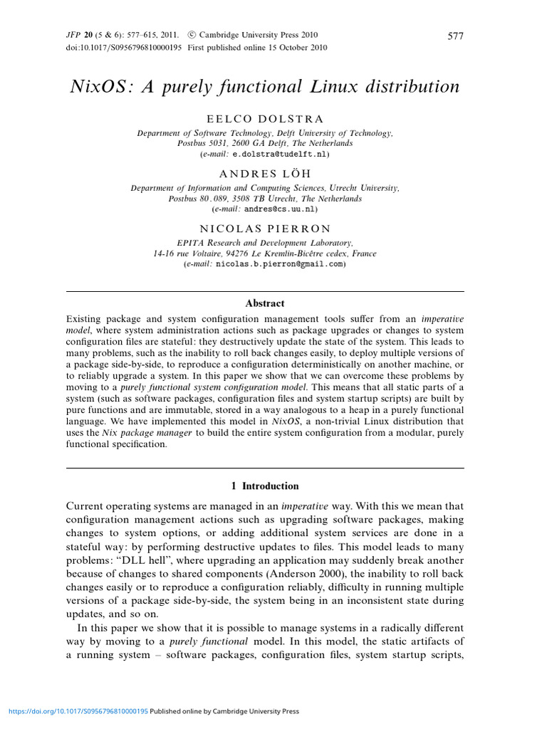 Nixos A Purely Functional Linux Distribution | PDF | Utility Software ...