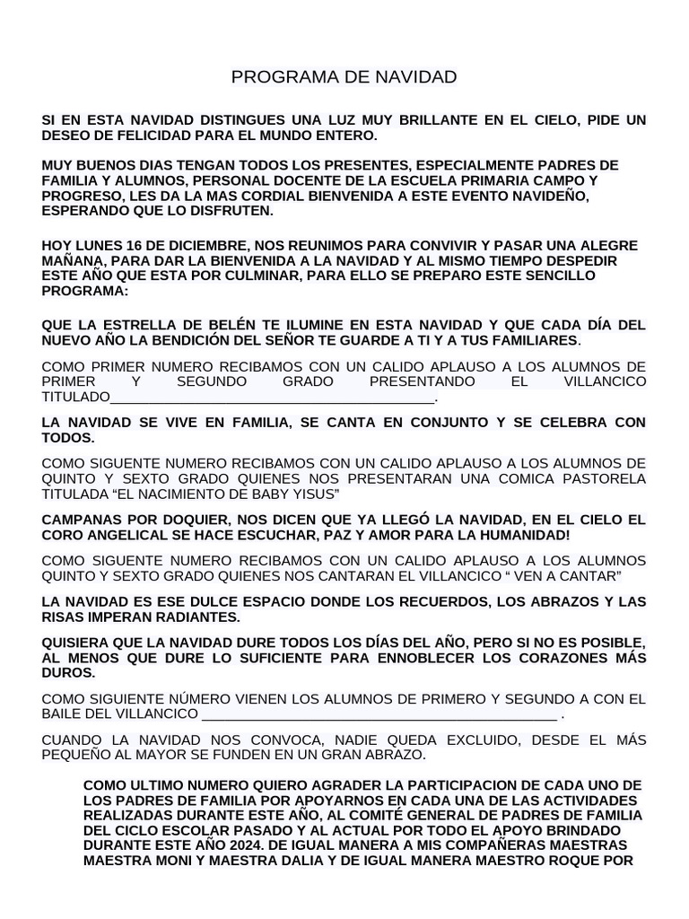 Programa Navideño Escolar 2023 | PDF | Navidad | Villancicos