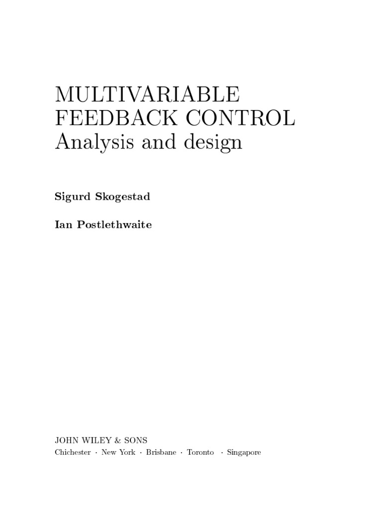 1 Multivariable Feedback Control - BOOK | PDF | Control Theory ...