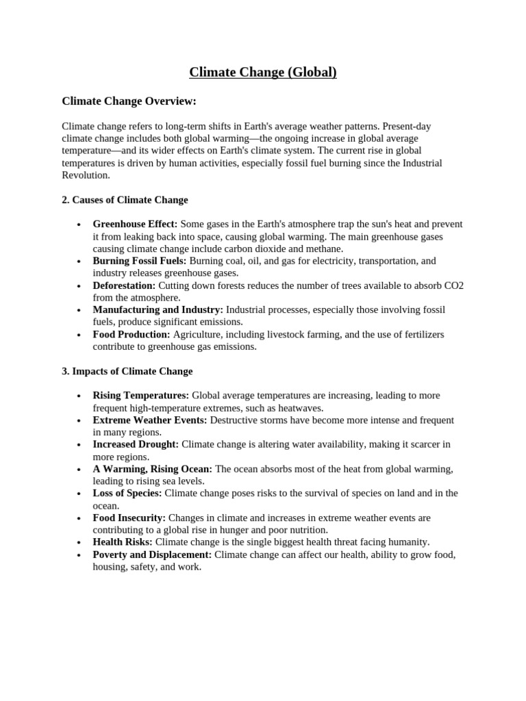 Understanding Climate Change Causes and Impacts | PDF | Climate Change ...