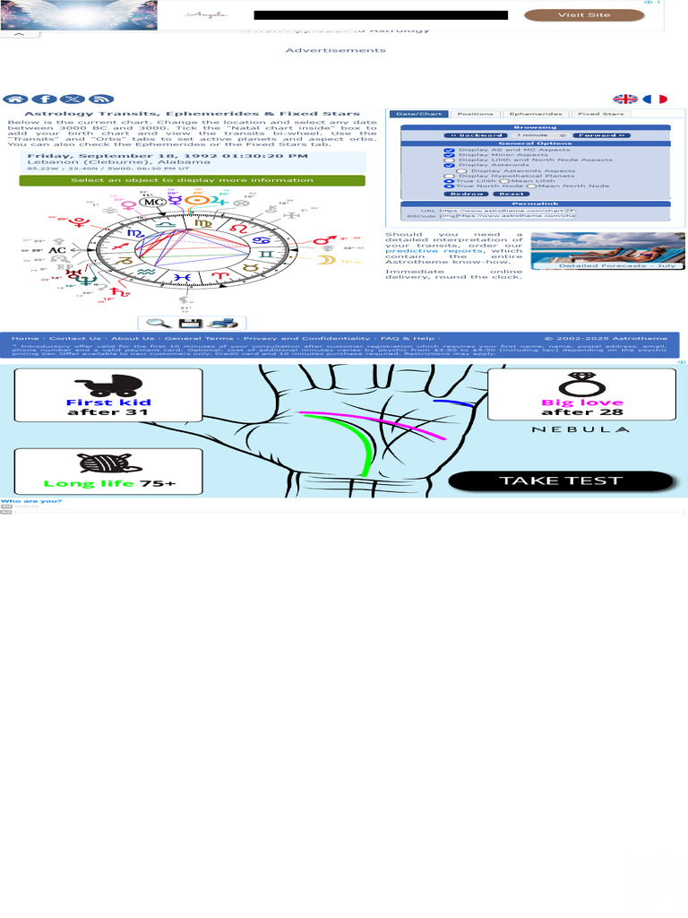 Astrology Transits & Ephemerides Chart | PDF | Horoscope | Astronomy
