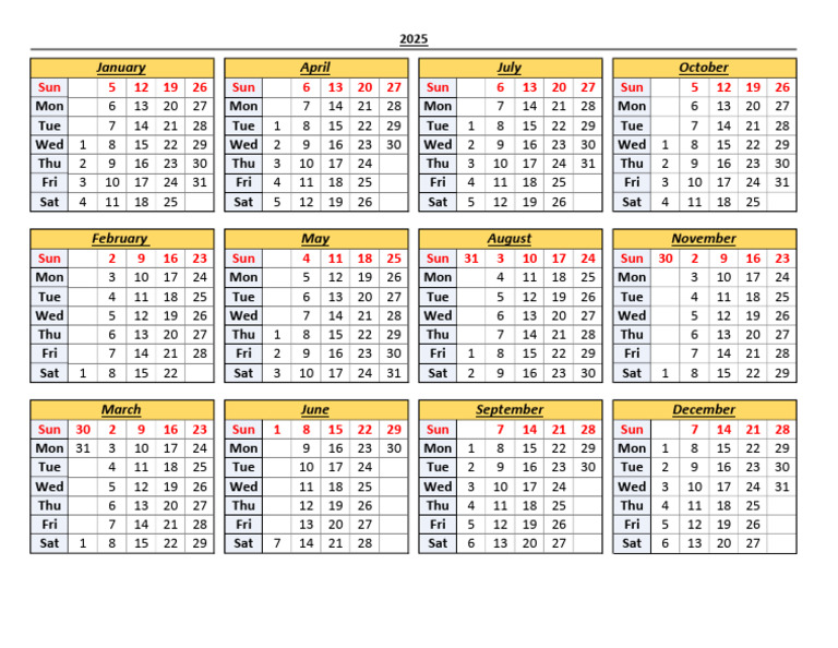 Monthly Calendar Dates Overview | PDF