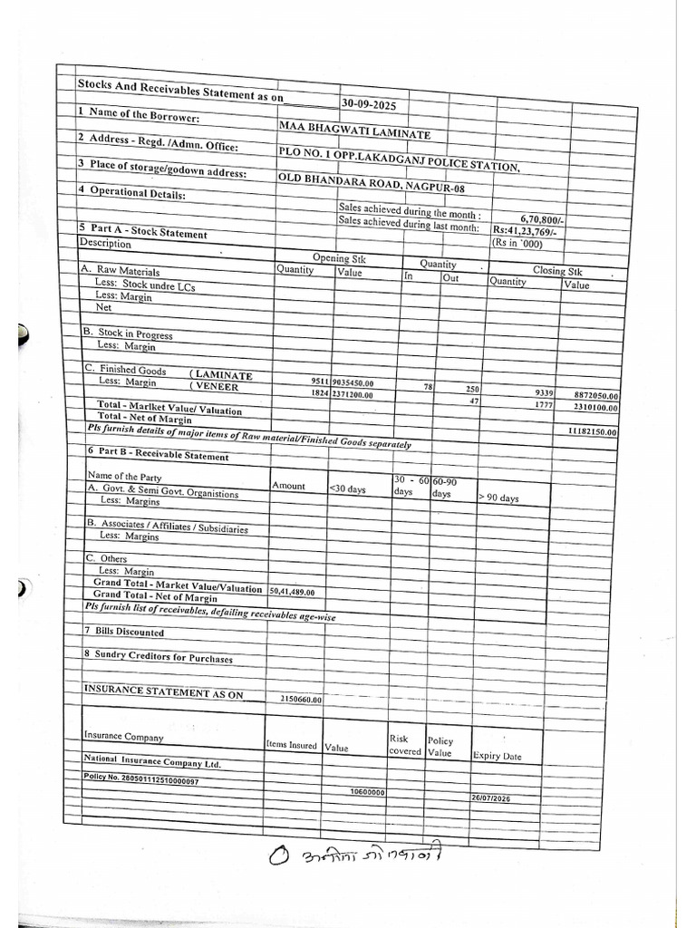 Stock Statement 3 | PDF