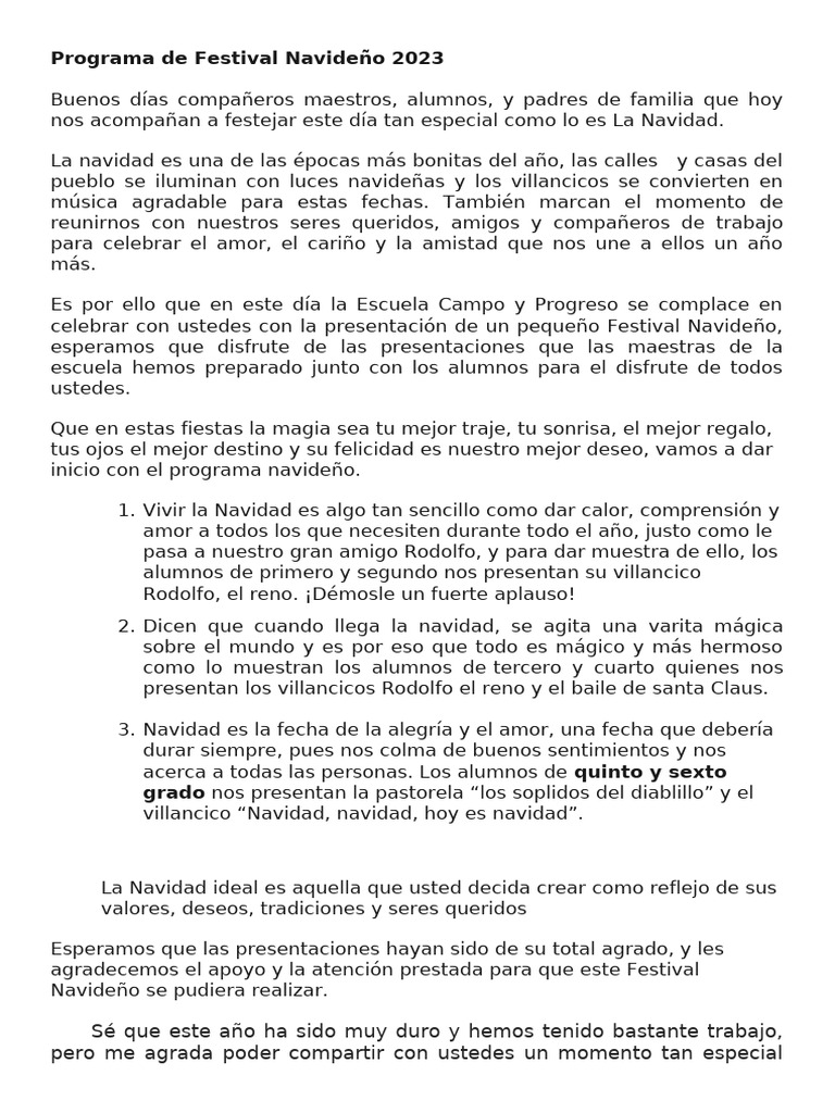 Programa Festival Navideño 2023 | PDF | Navidad | Amor