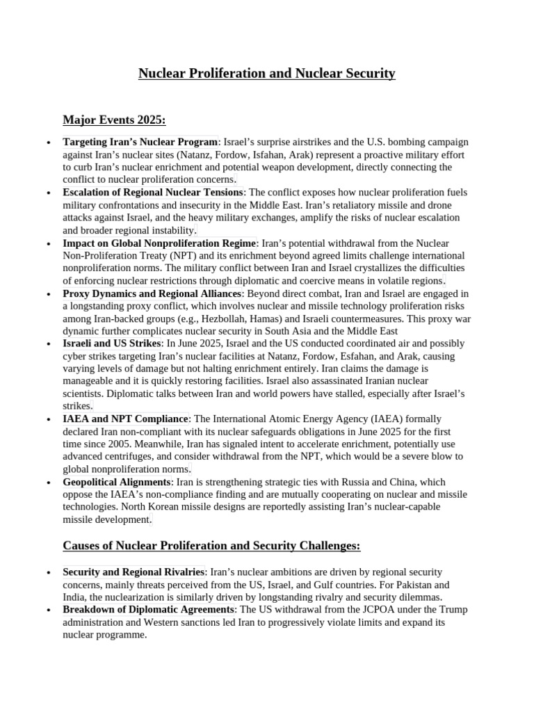 Nuclear Proliferation and Nuclear Security and Nuclear Politics in ...