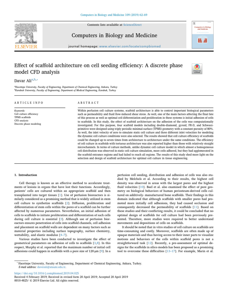 Scaffold Architecture Impact on Cell Seeding | PDF | Tissue Engineering ...