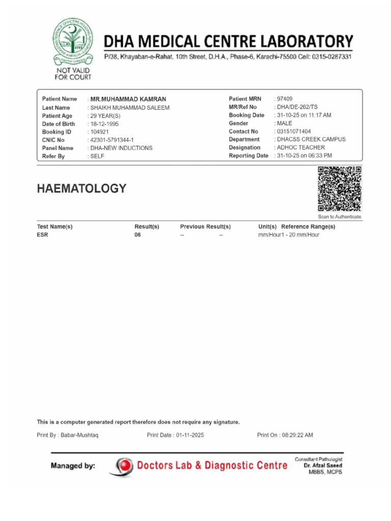 MR - Muhammad Kamran Dha-New Inductions Haematology | PDF