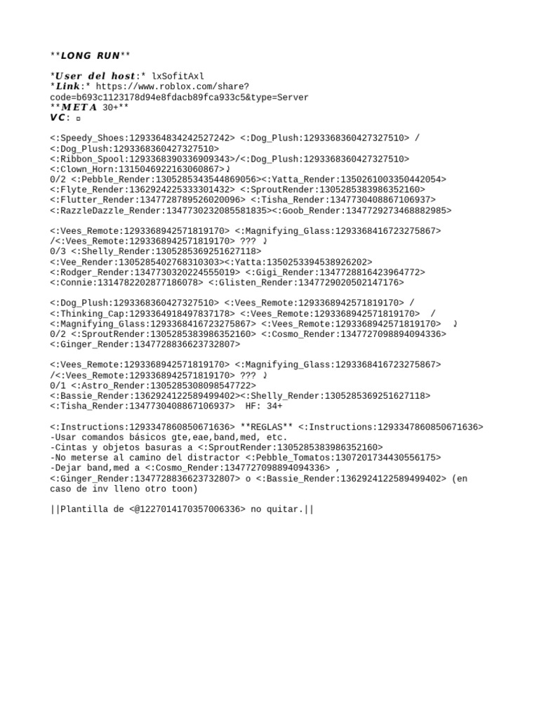 Roblox Longrun Game Instructions | PDF