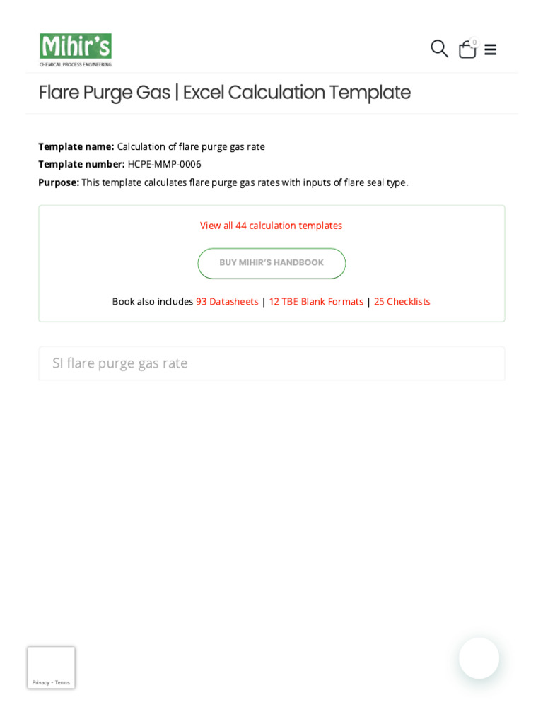 Flare Purge Gas Rate Calculation Template | PDF
