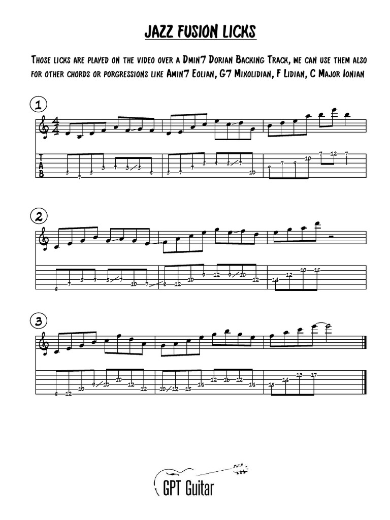 Jazz Fusion Licks for Improvisation | PDF | Musical Compositions