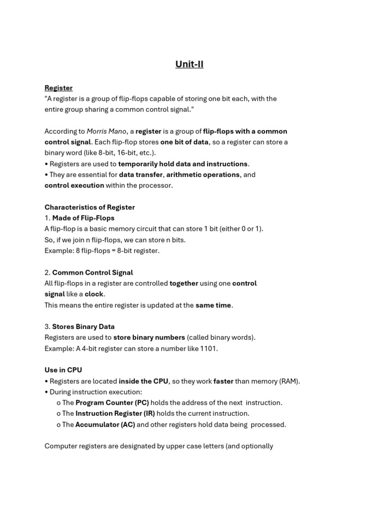 Understanding Computer Registers and RTL | PDF | Central Processing ...