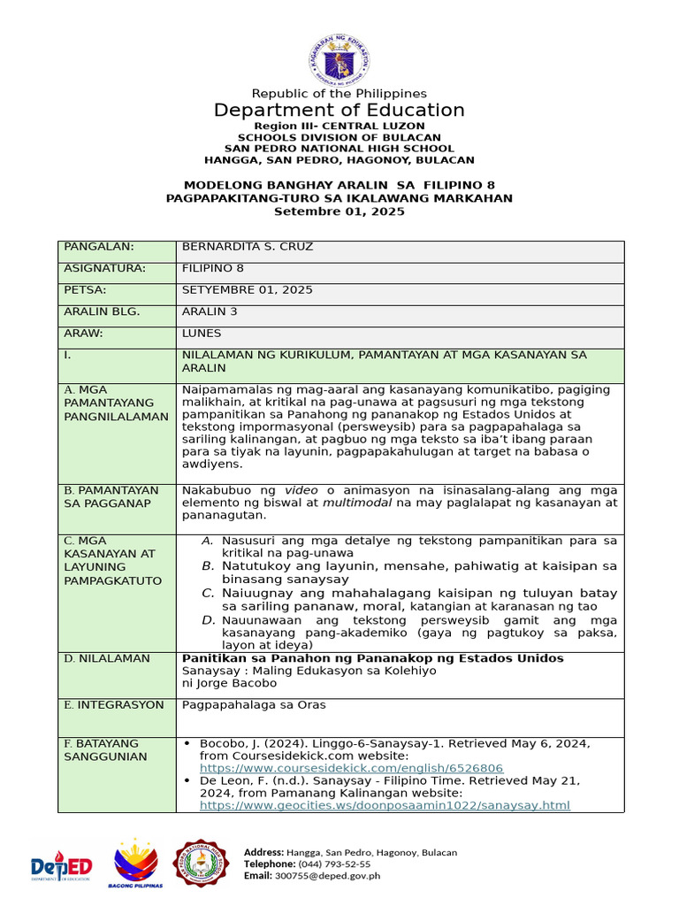 Modelong Banghay Aralin3 Q2 | PDF