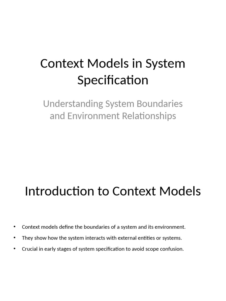 Context Models in System Specification | PDF | Unified Modeling ...