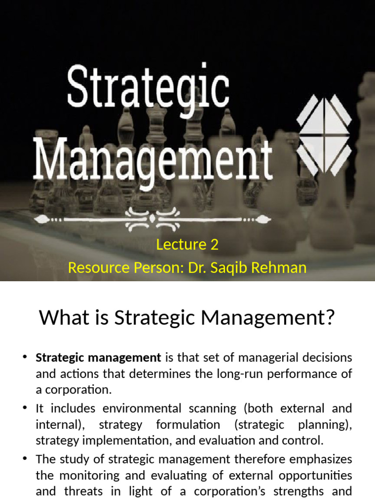Lecture 2 Strategic Management | PDF | Strategic Management | Policy