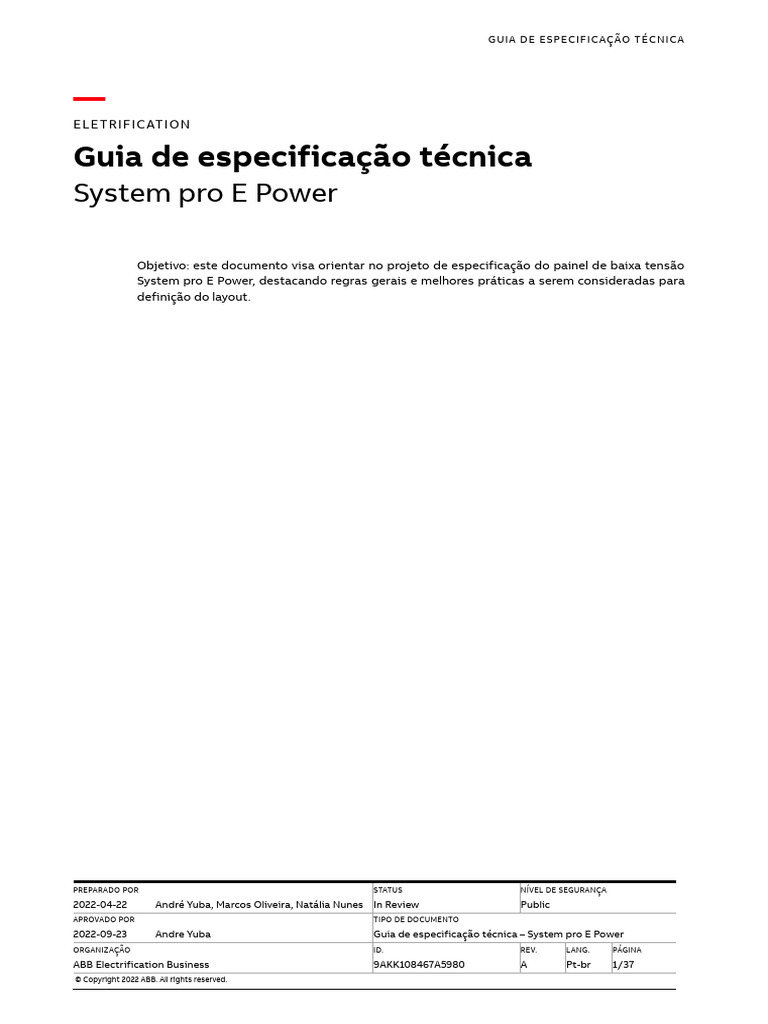 Guia de Especificação: System pro E Power | PDF | Parafuso