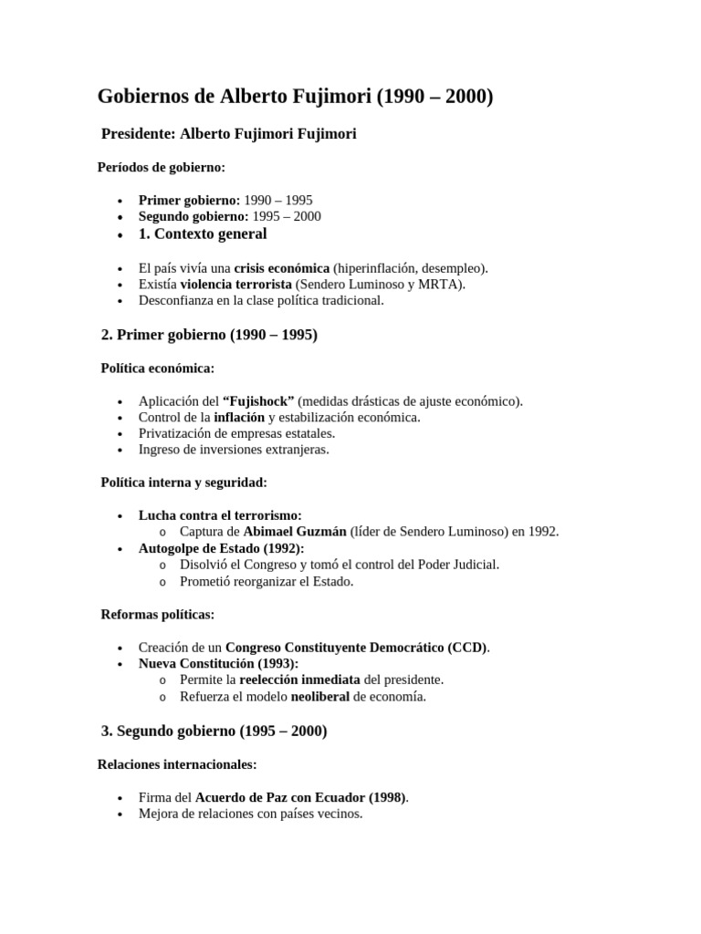 Gobiernos de Fujimori y Toledo en Perú | PDF | Economias | Gobierno