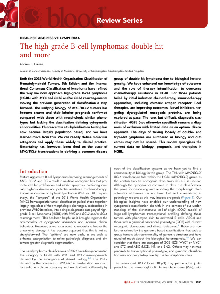 Understanding High-Grade B-Cell Lymphoma | PDF | Myc | Bcl 2