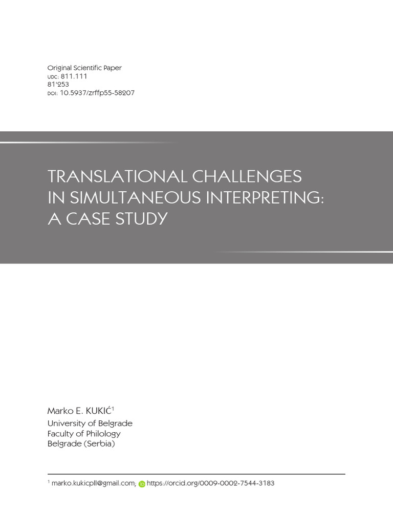 Challenges in Simultaneous Interpreting | PDF | Language Interpretation ...