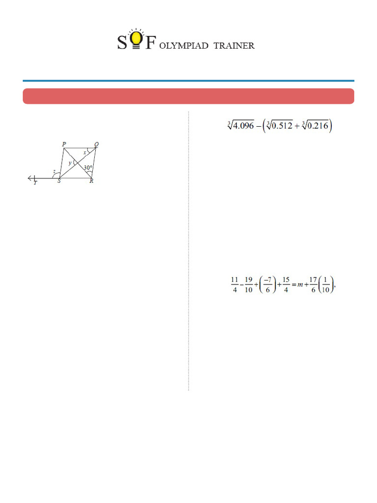 IMO Level 2 Mock Test 3 for Class 8 | PDF | Area | Rational Number