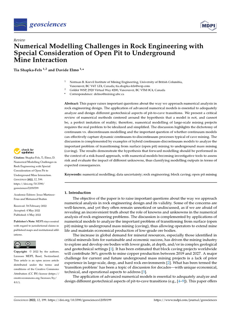 Numerical Modelling in Rock Engineering | PDF | Finite Element Method ...