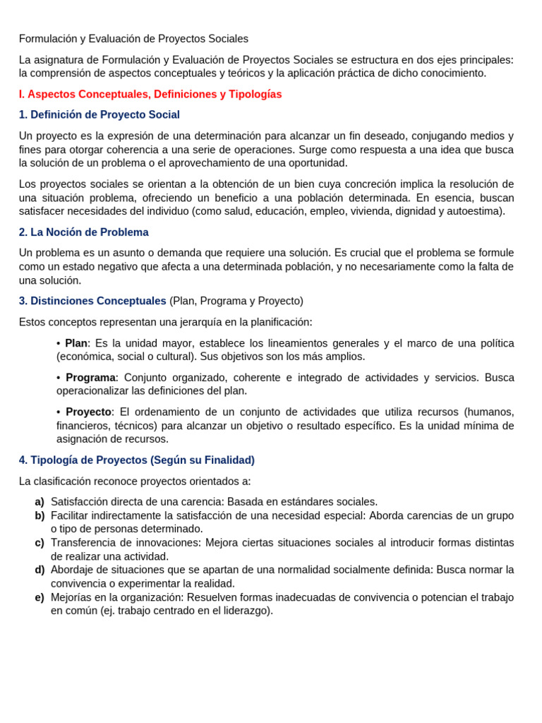 Formulación y Evaluación de Proyectos Sociales | PDF | Evaluación ...