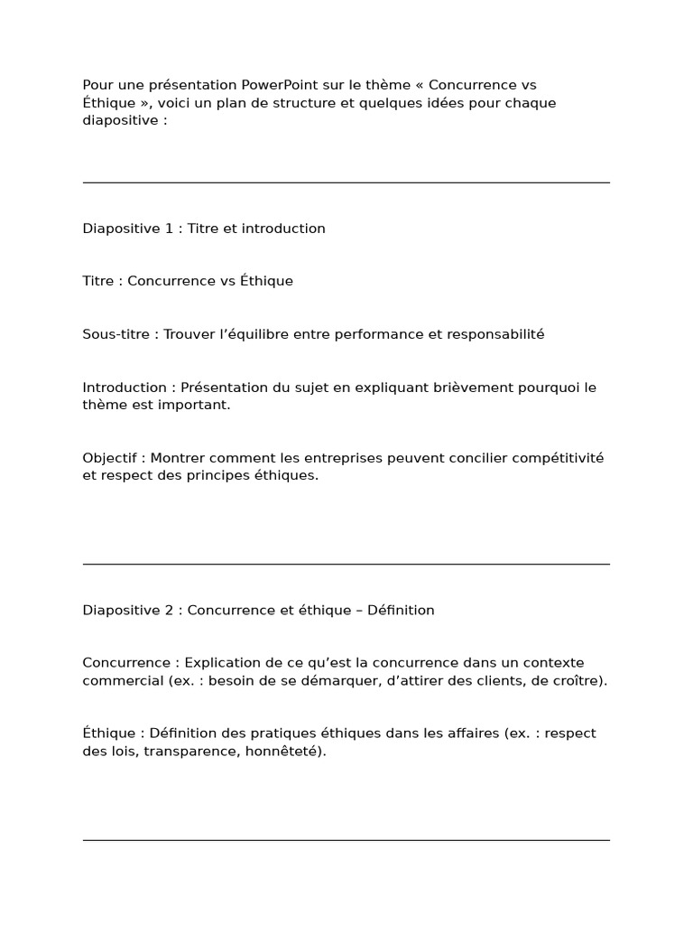 Concurrence et Éthique : Trouver l'Équilibre | PDF | Business ...