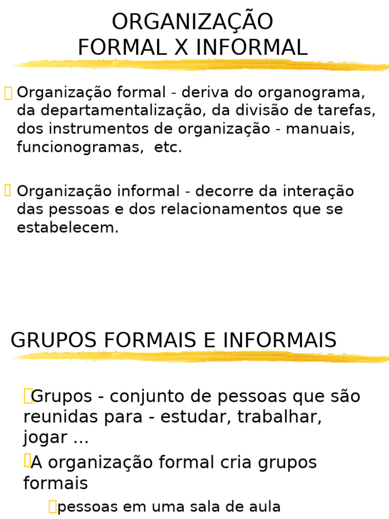 Relação entre Grupos Formais e Informais | PDF | Liderança | Psicologia ...