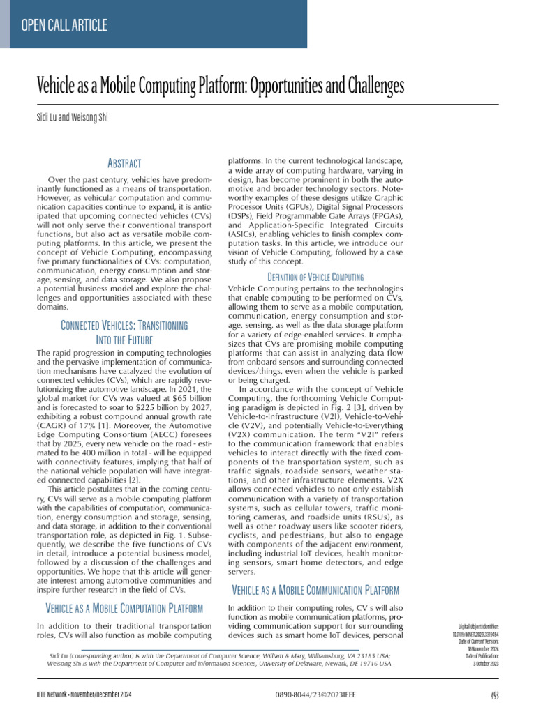 Future of Connected Vehicles: Computing & Communication | PDF ...