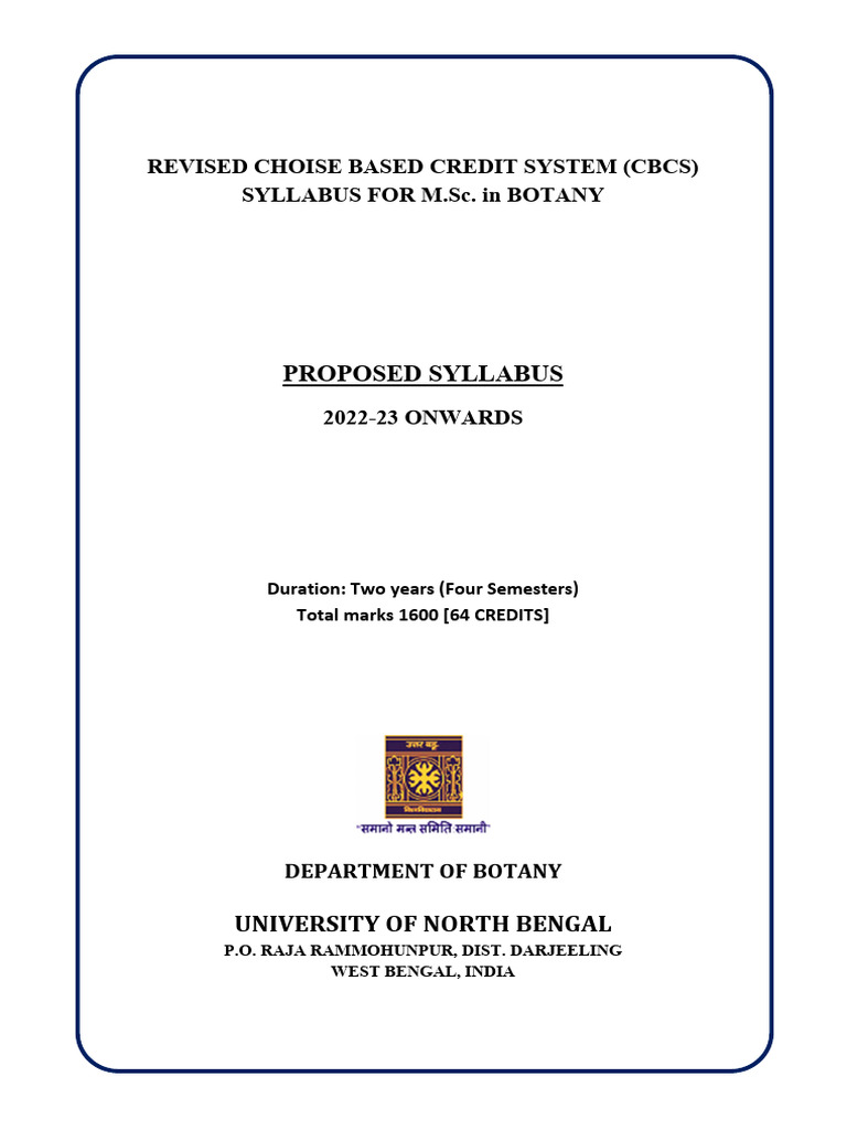M.Sc. Botany CBCS Syllabus 2022-23 | PDF | Plant Breeding | Microorganism