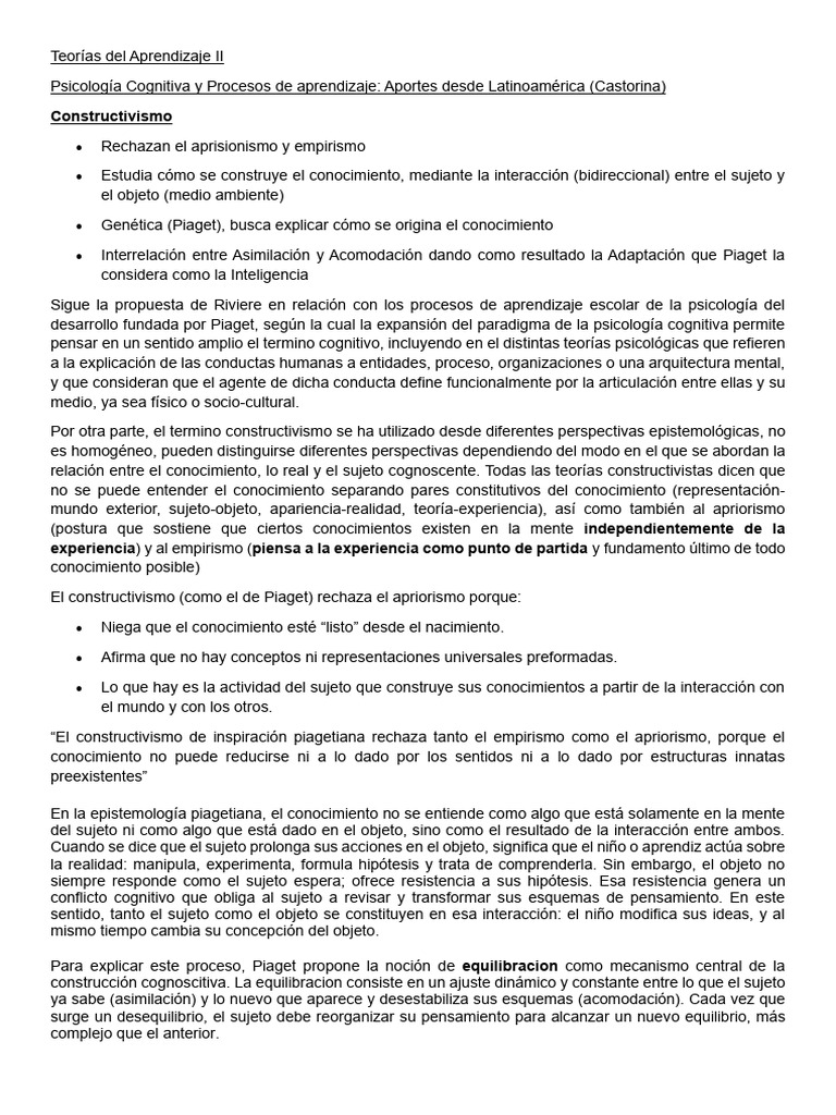 Constructivismo y Aprendizaje Escolar | PDF | Aprendizaje ...