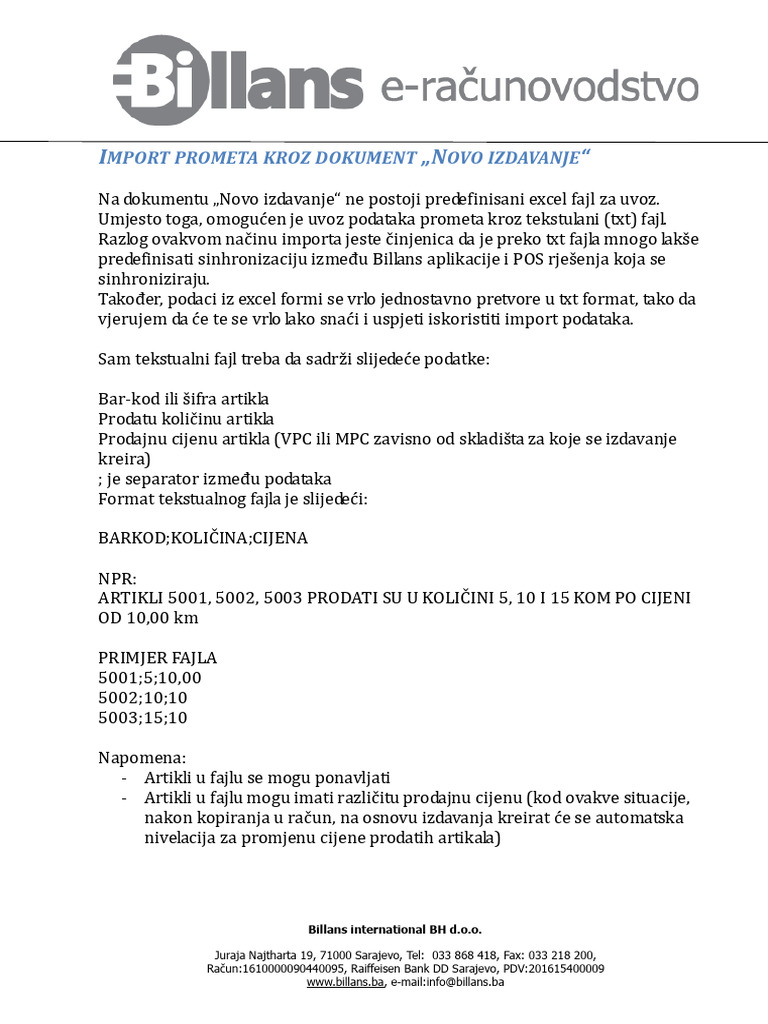 Uputstvo Za Import Podataka Kroz | PDF