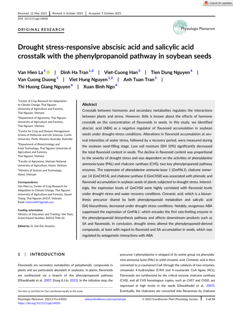 Drought Stress Responsive Abscisic Acid and Salicylic Acid Role in PP ...