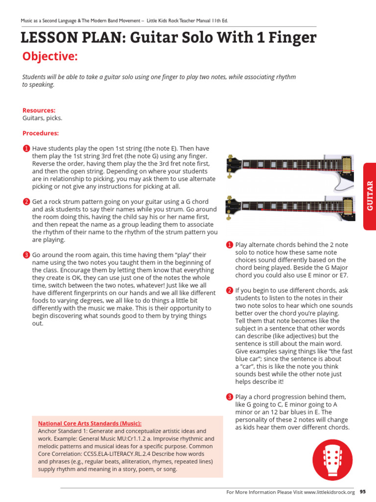 One-Finger Guitar Solo Lesson Plan | PDF | Guitars | Musicology