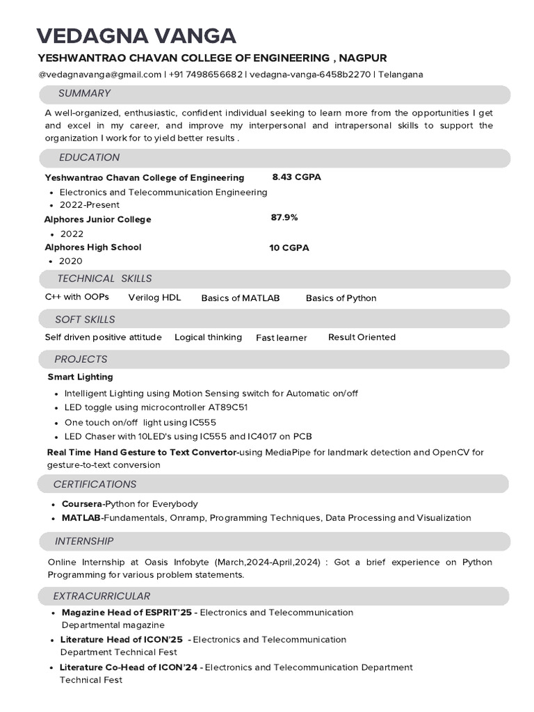 Electronics Engineering Student Profile | PDF