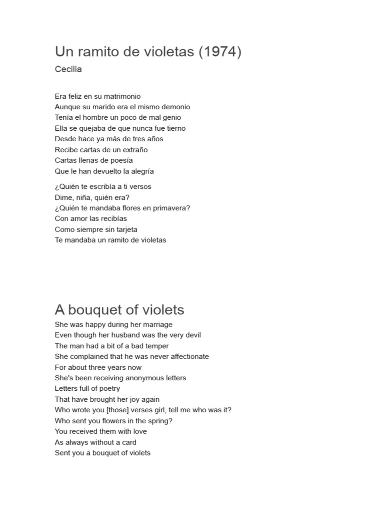 Un Ramito de Violetas - Letra | PDF