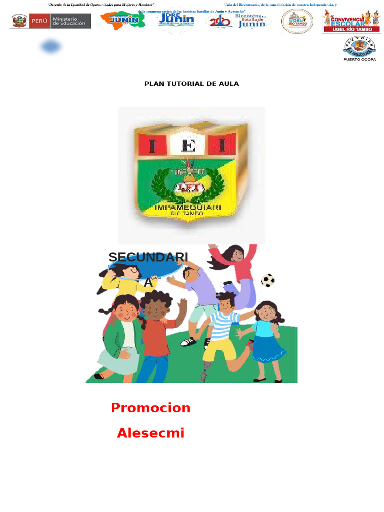 Plan Tutorial de Aula para Secundaria | PDF | Aprendizaje ...