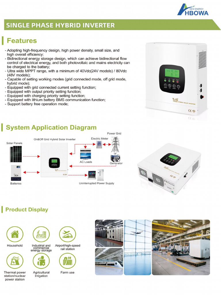 Datasheet For Hybrid Solar Inverter Single Phase 3.3KW 12.3KW From ...