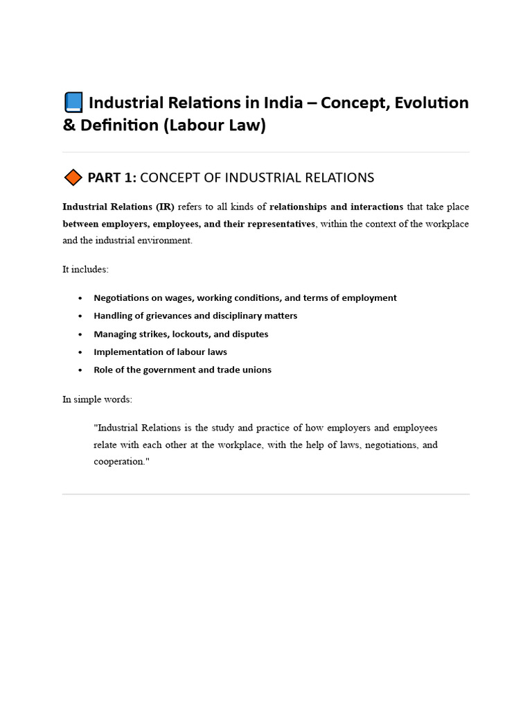 Industrial Relations in India: Overview & Laws | PDF | Labour Law ...