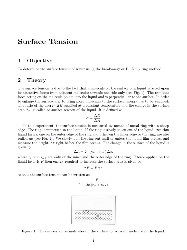 Measuring Surface Tension of Water | PDF | Liquids | Surface Tension