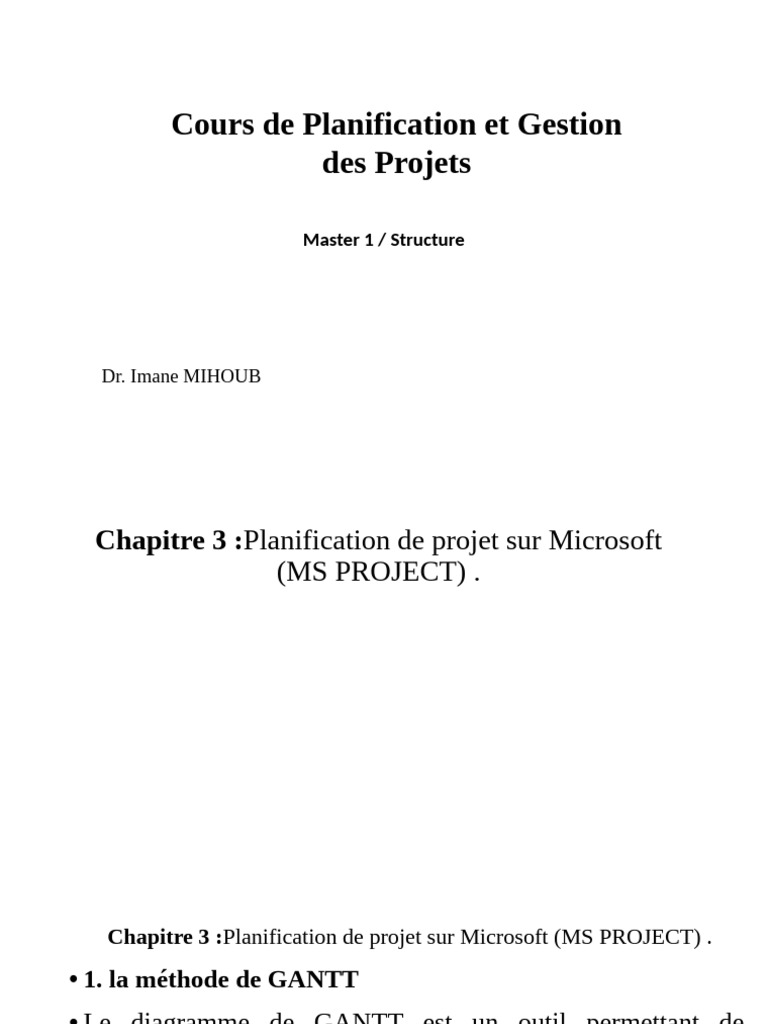 Planification de projet avec MS Project | PDF | Gestion de projet ...