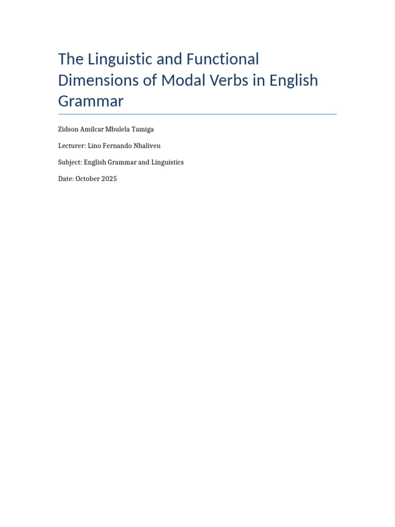 Understanding English Modal Verbs | PDF | Verb | Linguistic Typology