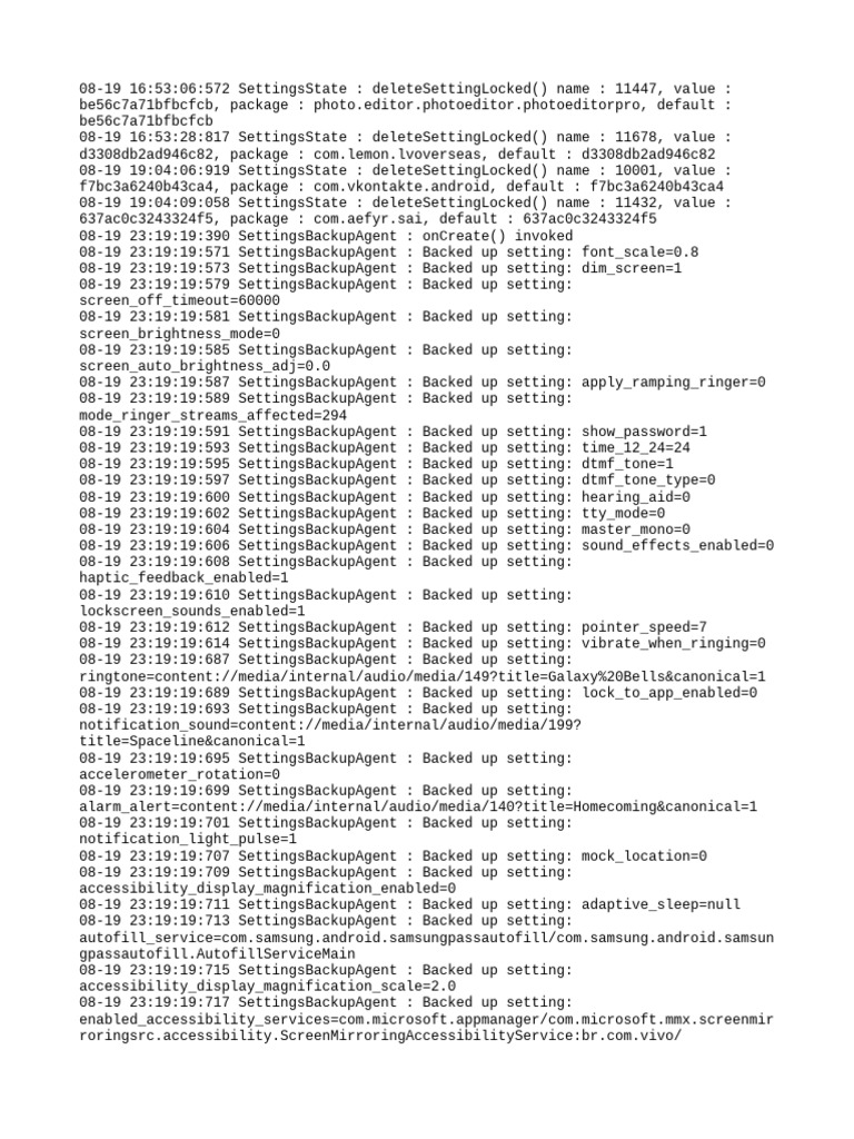 Android Settings Backup Log | PDF | Java (Programming Language ...