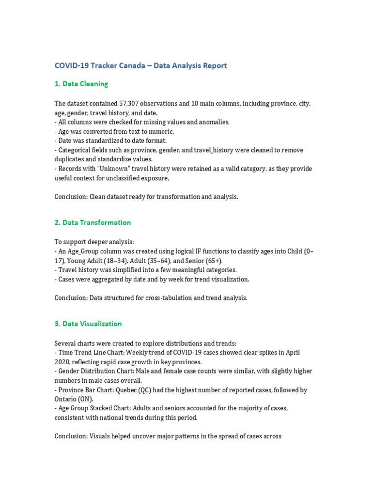 COVID19 Canada Data Analysis Report | PDF | Data Analysis | Data