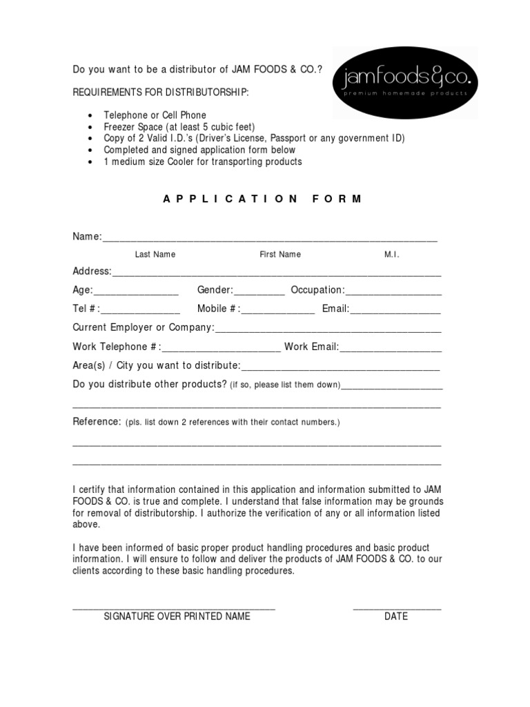 Do You Want To Be A Distributor of JAM FOODS | PDF | Refrigerator | Foods