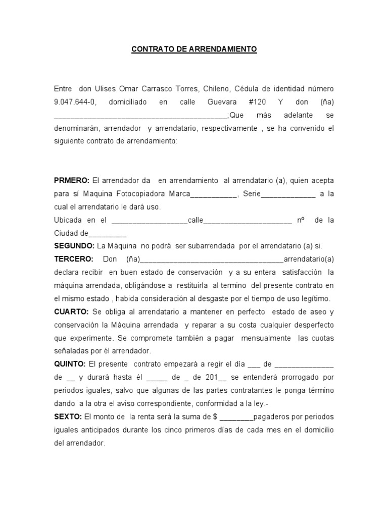 CONTRATO DE ARRENDAMIENTO Alquiler Gobierno Free 30