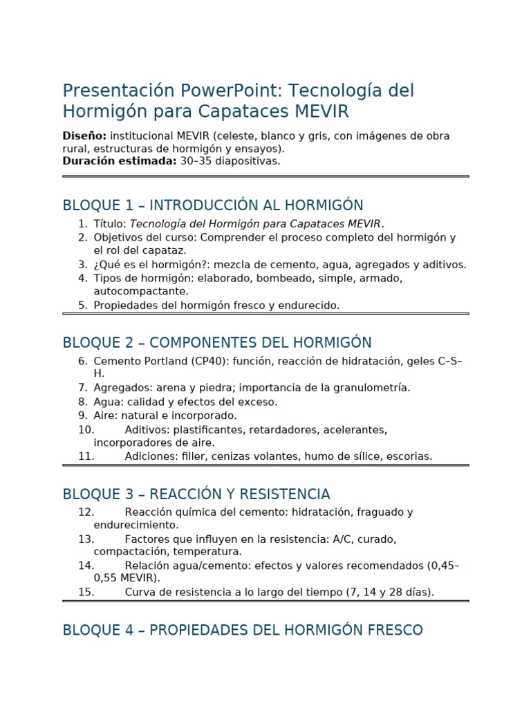 Tecnología del Hormigón para Capataces | PDF | Hormigón | Cemento