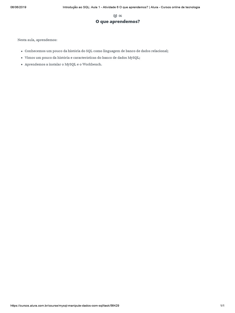 Introdução ao SQL e MySQL | PDF