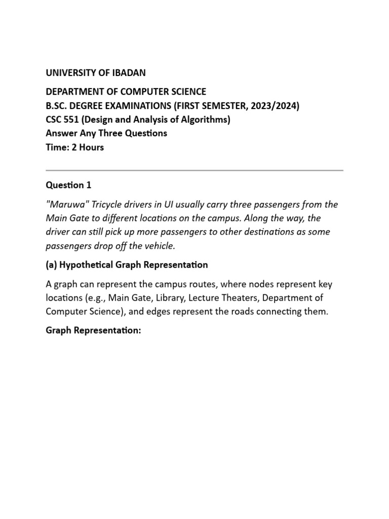 UNIVERSITY OF IBADAN - CSC551 One | PDF | Dynamic Programming ...